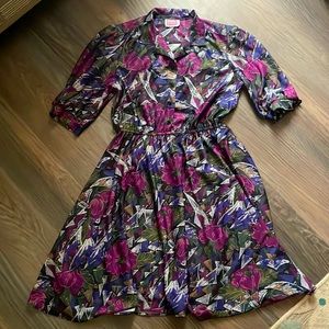 Vintage California Looks multi floral midi dress